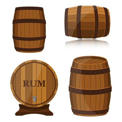 Rum barrel isolated Barrel Illustration, Rum Barrel, Wooden Barrels, Fruit Food, Wooden Barrel, Cosmetic Design, Beautiful Illustration, Wine Barrel, Design Tools