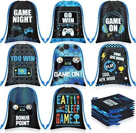 Game On Theme, Birthday Party Decorations Blue, Gaming Birthday Party, Video Game Party Favors, Gaming Birthday, Video Game Party, Bags Game, School Celebration, Kid Boy