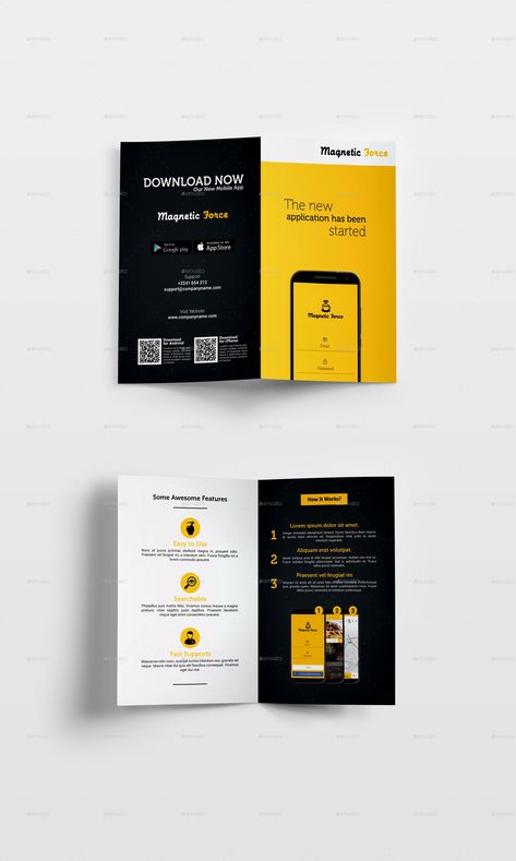 Mobile App Flyer Bundle   Bi-Fold Brochure #Flyer, #App, #Mobile, #Bundle Brochure 2 Fold, Tech Brochure Design, App Brochure Design, 2 Fold Brochure Design, App Brochure, Bi Fold Brochure Design, Promotion Flyer Design, Pamphlet Ideas, Insurance Brochure