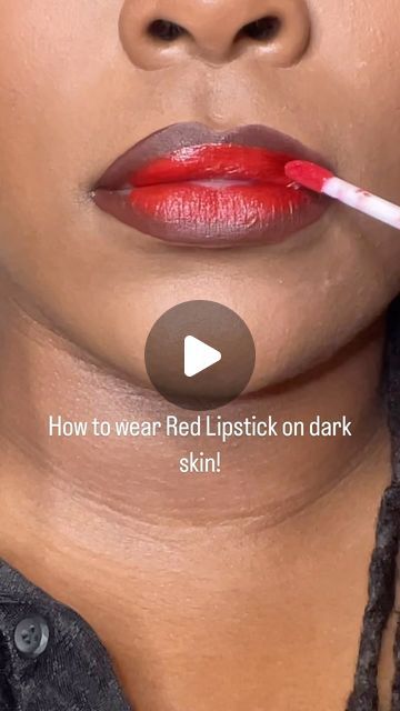 Makeup Ideas Natural Red Lips, Black Woman Red Makeup, Red Lipstick On Brown Skin, Red Lip Combos For Black Women, Red Lipstick On Black Women, Red Lips Black Women, Lipstick Color For Brown Skin, Natural Lipstick Tutorial, Makeup With Red Lipstick Black Women