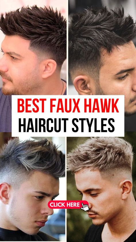 Top 22 Faux Hawk Hairstyles for Men to Elevate Your Edge Faux Fade Haircut Men, Boys Haircut Faux Hawk, Men’s Mohawk, Modern Mohawk Men Faux Hawk, Mens Faux Hawk Fade, Faux Hawk Men Fade, Faux Hawk Boys, Fauxhawk Fade Men, British Hairstyle