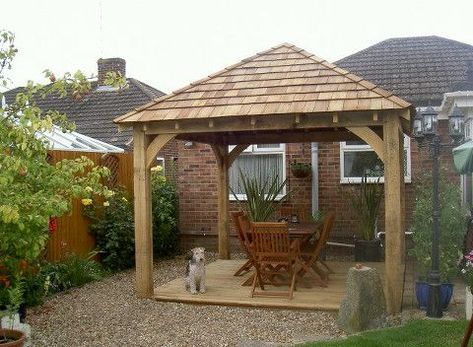 Easy Gazebo, Wooden Gazebo Kits, Rectangular Gazebo, Gazebo Pictures, Oak Gazebo, Gazebo Roof, Small Pergola, Shingle Roof, Gazebo Plans