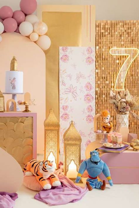 Don't miss this magical Aladdin and Jasmine-themed birthday party! The decor is fabulous! See more party ideas and share yours at CatchMyParty.com Jasmine Birthday Party Ideas, Princess Jasmine Birthday Party, Aladdin Birthday Party, Princess Jasmine Birthday, Aladdin Party, Arabian Nights Party, Jasmine Party, Jasmine Birthday, Princess Theme Birthday