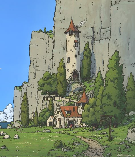 Arte Indie, Minecraft Decorations, Architecture Drawing Art, Fantasy Art Landscapes, Fantasy Concept Art, 판타지 아트, Environment Concept Art, Medieval Fantasy, Environmental Art