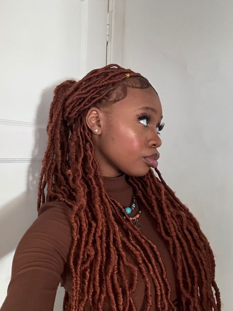 Ginger locs | locs | ginger locs black women | black girl | ginger loc styles | ginger locs on black women | black women | Ginger Fox Locs, Ginger Locs Hairstyles, Ginger Hairstyles For Black Women, 350 Soft Locs Black Women, Faux Locs Hairstyles Ginger, Black Ginger Braids, Black And Ginger Soft Locs, Ginger Faux Locs On Dark Skin, 350 Soft Locs