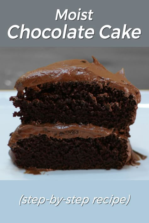 Homemade Chocolate Buttercream Frosting, Super Moist Chocolate Cake, Resipi Kek, Chocolate Cake Recipe Moist, Amazing Chocolate Cake Recipe, Chocolate Cake Recipe Easy, Homemade Chocolate Cake, Torte Cupcake, Easy Chocolate Cake