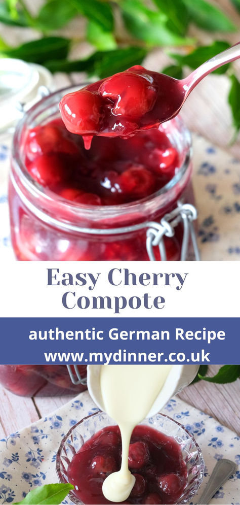 Cherry Compote Compote For Cheesecake, Cherry Compote Recipe, Sauce For Ice Cream, Cherry Sauce Recipe, German Dessert, Ice Cream Easy, Cheesecake Easy, Cherry Compote, Compote Recipe