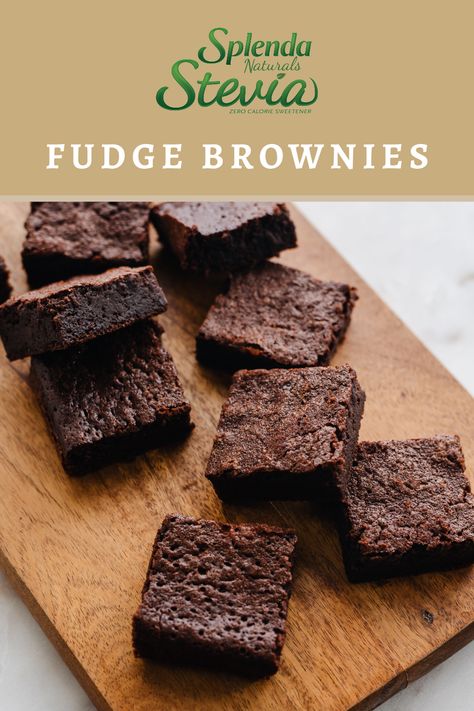 Fact: Life is better with a daily dose of brownies. Take a bite out of these classic Fudge Brownies this weekend made with our Splenda Stevia. No Sugar Brownies Healthy, Stevia Brownies, Splenda Brown Sugar Recipes, Splenda Brownies, Splenda Desserts, Stevia Desserts, Healthy Fudge Brownie Recipe, Healthy Fudge Brownies, Sugar Free Fudge