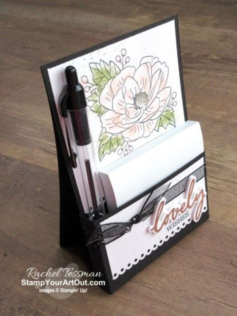 12x12 Cardstock Ideas, Note Pen, Post It Note Holders, Stampin Up Project, Post It Note, Note Holders, Fun Folds, Kit Ideas, 3d Paper Crafts