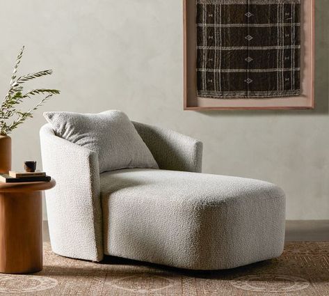 chaise lounge chair | Pottery Barn Living Room Chaise, Upholstered Chaise Lounge, Upholstered Chaise, Bedroom Corner, Curved Sofa, Types Of Sofas, Arm Chairs Living Room, Furniture Outlet, Upholstered Arm Chair