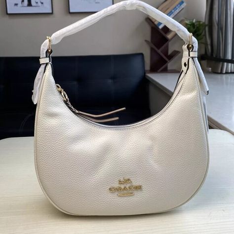 Coach Bailey Hobo Ladies Simple Shoulder Bag InRefined Pebble Leather/White Coach Hobo, White Shop, Coach Handbags, Pebbled Leather, Running Errands, White Color, Shoulder Strap, Shoulder Bag, Running