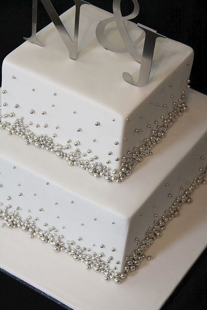 25th Wedding Anniversary Cakes, 25 Anniversary Cake, Bling Wedding Cakes, Wedding Anniversary Cakes, Square Wedding Cakes, Dream Wedding Cake, 60 Wedding Anniversary, White Wedding Cakes, Simple Wedding Cake