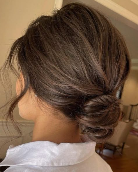 Bun With Long Bangs, Low Bun Wedding Hair, Bridesmaid Hair Inspo, Updos For Short Hair, Short Hairstyles Fine, Guest Hair, Short Hair Bun, Hair Adviser, Bridesmaid Hair Makeup