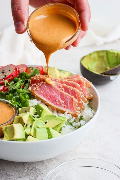 Ahi Tuna Bowl, Ahi Tuna Poke Bowl, Tuna Poke Bowl Recipe, Ahi Tuna Recipe, Tuna Bowl, Seared Ahi Tuna, Ahi Tuna Poke, Ahi Tuna Steak, Tuna Steak Recipes