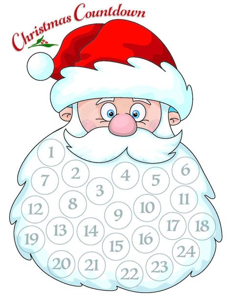 Santas Beard Advent Calendar, Advent Calendar Template, Santa's Beard Countdown, Santa Advent Calendar, Santa Countdown, Christmas Learning, Printable Advent Calendar, Calendar Craft, Santa Beard