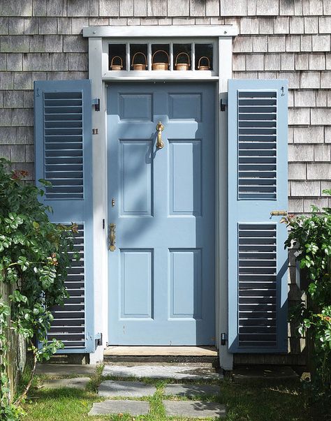 Nautical Front Door Decor, Nautical Front Door, Exterior Door Colors, Collection Board, Blue Front Door, Blue Doors, Vibeke Design, Nantucket Style, Door Paint Colors