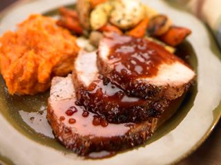 Herb Roasted Pork loin with Plum Sauce. Sauces For Pork, Plum Sauce Recipe, Plum Preserves, Pork Roast Recipe, Pork Sauce, Veal Recipes, Plum Sauce, Pork Roast Recipes, Roasted Pork