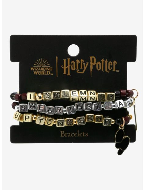 Harry Potter Marauder's Map Beaded Bracelet Set | Hot Topic Harry Potter Inspired Jewelry, The Beatles Bracelet, Matching Bracelets For 3, Harry Potter Bracelet Ideas, Harry Potter Friendship Bracelet, Learning Fashion, Harry Potter Bracelet, Stile Harry Potter, Harry Potter Accessories