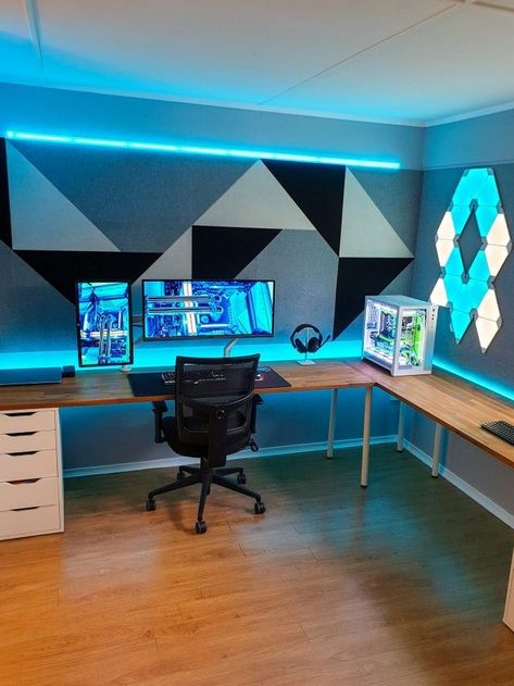 Gamer Room Design, Pc Room, Small Game Rooms, Computer Gaming Room, Gamer Room Decor, Video Game Room Design, Video Game Rooms, Bedroom Setup, Dekorasi Kamar Tidur