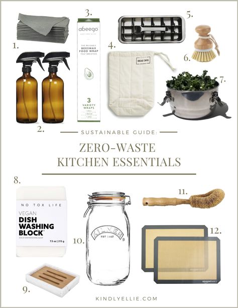 Zero Waste Kitchen Essentials, Zero Waste Kitchen Organization, Zero Waste Essentials, Sustainable Kitchen Products, Zero Waste Living Aesthetic, Zero Waste Gift Ideas, Eco Friendly Living Aesthetic, Zero Waste Aesthetic, Crunchy Lifestyle