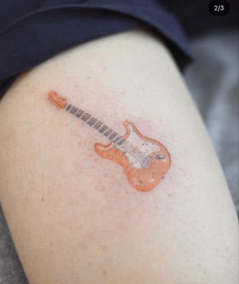 Small Guitar Tattoo, Electric Guitar Tattoo, Neck Tats, Small Guitar, Guitar Tattoo, Body Modification, Dear Mom, Tattoos Ideas, Body Modifications