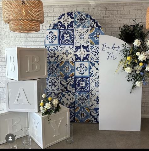 Greece Baby Shower Theme, Positano Baby Shower Theme, Amalfi Baby Shower Theme, Greek Baby Shower Theme, Mediterranean Baby Shower Ideas, Talavera Baby Shower Ideas, Ciao Baby Shower Theme, Talavera Party Decoration, Mamma Mia Baby Shower Theme