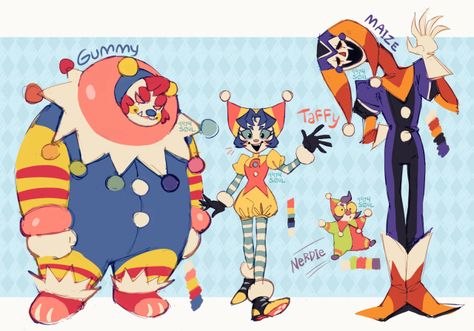 Clown Design Character, Ringleader Character Design, Toon Character Design, Clown Character Art, Cuphead Oc Ideas, Jester Oc Art, Clown Fursona, Cute Clown Oc, Clown Backgrounds