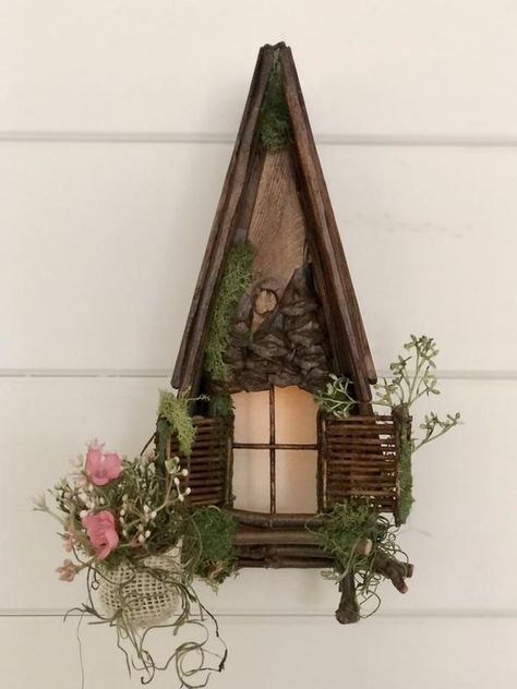 Fairy Windows Diy, Cottage Front Porch, Faerie House, Fairy Window, Window Plant Shelf, Fairy Nature, Fairy Tree Houses, Window Plants, Fairy Garden Crafts