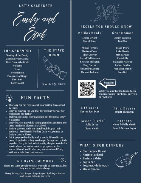 Wedding Program Alternative, Wedding Pamphlet, Wedding Programs Ideas, Classic Wedding Program, Canva Wedding Program, Fun Facts Wedding Programs, Digital Wedding Program, Wedding Program, Wedding Program Fun Facts