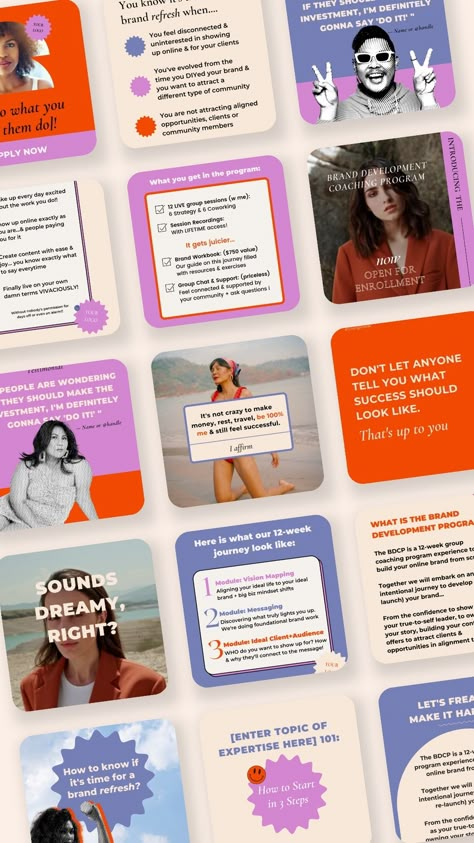 You can grab some of our top-performing Canva templates for FREE to give your Instagram content a fun boost in engagement! Straight from our Canva template membership, these are some of our favorite and top-performing designs. Use these in your Instagram feed as a content creator, a small business owner, or for your clients as a social media manager! Fun Instagram Posts, Marketing Instagram Feed, Social Education, Instagram Infographic, Conference Themes, Free Social Media Templates, Instagram Carousel, Social Media Consultant, Brand Refresh