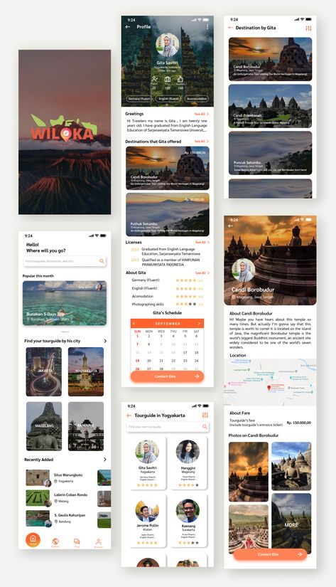 Tour Guide Website Design, Travel Guide App, Profile App, Website Ui Ux Design, Travel Website Design, Event App, Web Design Websites, App Design Layout, Ux App Design