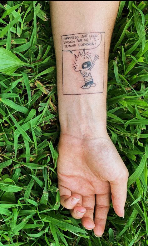 Calvin Tattoo, Calvin And Hobbes Tattoo, Bill Watterson, Trending Tattoos, Arm Tats, American Comic, M Tattoos, Hidden Tattoos, Calvin Hobbes