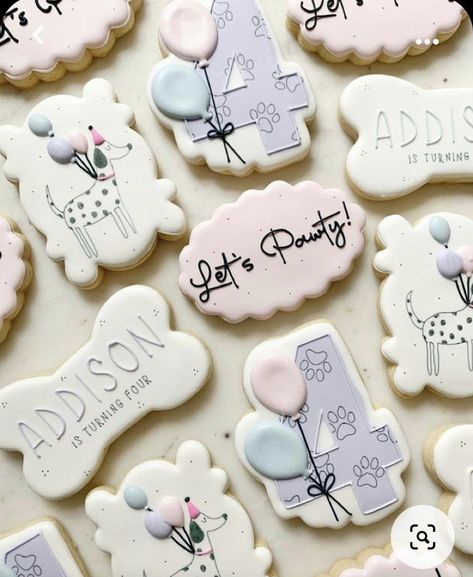 Lets Pawty Birthday Cookies, Puppy Theme Cookies, Dog Birthday Cookies Decorated, Dog Themed Birthday Cookies, Dog Party Cookies, Puppy Cookies Decorated, Dog Sugar Cookies Decorated, Puppy Birthday Parties For Kids, Puppy Birthday Cookies