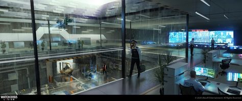 ArtStation - Watch Dogs Legion - Police Station, Adrien Girod Police Station Design, Watch Dogs Legion, Watch Dogs, Police Station, Urban Landscape, Metropolis, Great Britain, Cyberpunk, The Darkest