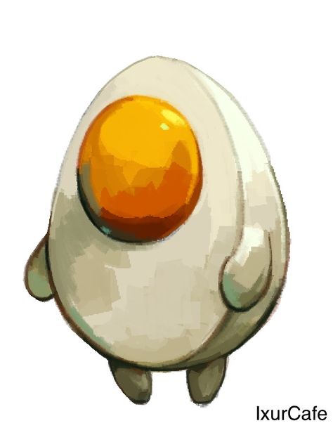 Animal Fruit Art, Egg Illustration Cute, Food Monster Art, Objects Character Design, Egg Character Design, Stylized Art Style, Egg Fanart, Egg Digital Art, Egg Character