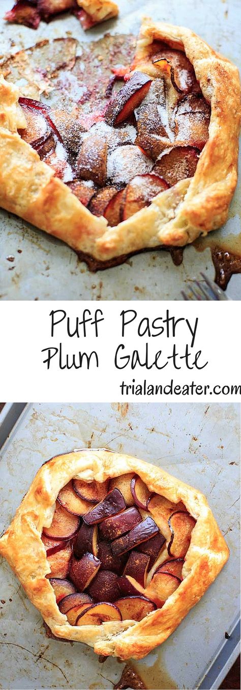 Puff Pastry Plum Galette - deliciously simple dessert that takes only minutes to throw together. Dessert Puff Pastry, Galette Recipes, Plum Galette, Plum Dessert, Puff Dessert, Fruity Recipes, Puff Pastries, Plum Recipes, Galette Recipe