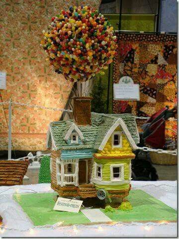 Nice cake Gingerbread Up House, Up House Gingerbread, Movie Themed Gingerbread House Ideas, Gingerbread Art, Gingerbread Creations, Baking Contest, Ginger House, Festival Of Trees, Gingerbread House Parties