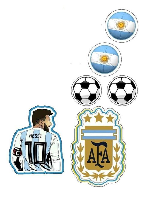 Pastel Messi, Messi Cake Topper Printable, Messi Clipart, Topper Argentina, Soccer Toppers Printable, Football Cake Argentina, Sticker Messi, Messi World Cup 2022 Stickers, Messi Birthday