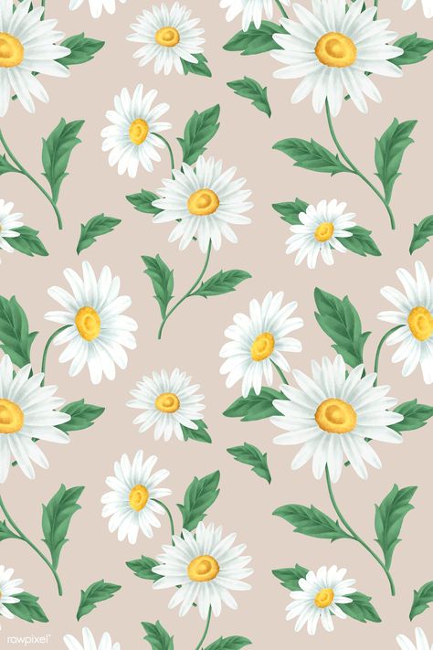 White daisy flower seamless patterned background vector | premium image by rawpixel.com / Aum Daisy Background, Daisy Flower Pattern, White Daisy Flower, Daisy Daisy, Seamless Wallpaper, Patterned Background, Daisy Wallpaper, Flowers Background, Daisy Painting