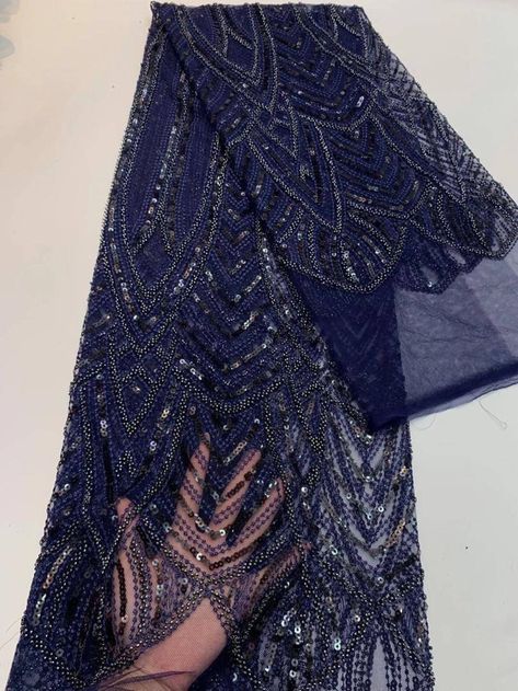 Navy Blue Dress Outfit, Lace Asoebi Styles, Aso Ebi Lace Styles, Long Party Gowns, Blue Luxury, Sewing Wedding Dress, Corded Lace Fabric, Beaded Lace Fabric, Nigerian Lace