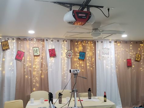 Garage Party Set Up Ideas Birthday, Transform Garage For Party, How To Turn Your Garage Into A Party Room, Graduation Party Garage Set Up, Draping A Garage For A Party, Garage Party Set Up Ideas, Party Set Up Ideas, Garage Party Decorations, Set Up Ideas