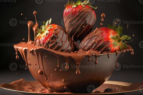 Dripping Chocolate, Minimalist Anime, Chocolate Bowl, Gourmet Desserts, Chocolate Delight, Chocolate Bark, Brownie Cake, Creamy Chocolate, Covered Strawberries