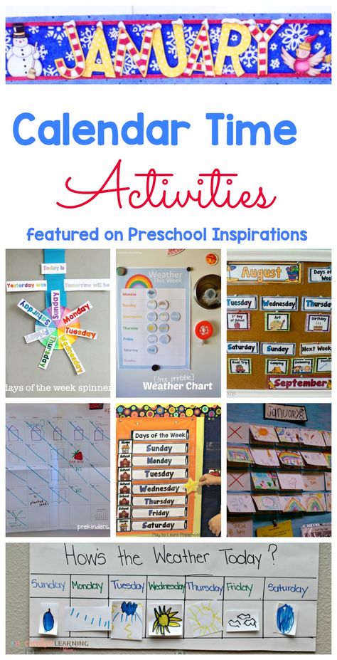 Calendar Time Activities and ideas that have been modified for young children to be developmentally appropriate. Wall Display Ideas, Project Based Learning Kindergarten, Preschool Inspirations, Months And Seasons, Preschool Calendar, Circle Time Activities, Calendar Activities, Preschool Circle Time, Calendar Time