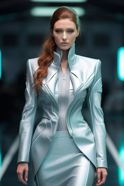 Cool Futuristic Outfits, Robot Fashion Design, Futuristic Scientist, Futuristic Aesthetic Outfit, Sci Fi Fashion Futuristic, Futuristic Outfits Women, Future Fashion Women, Future Fashion Futuristic, Futuristic Pants