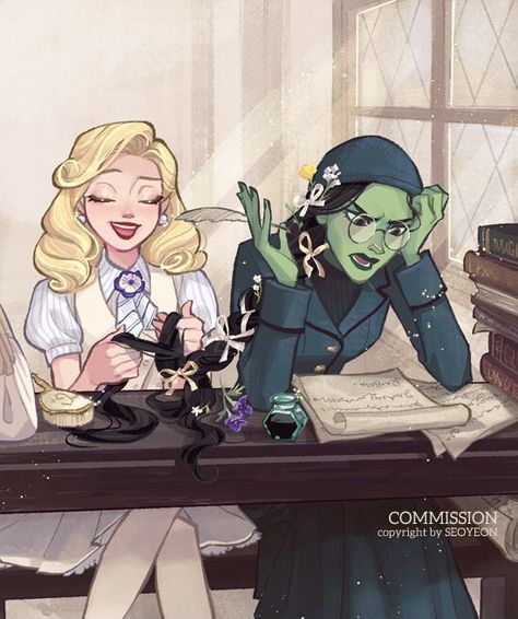 Elphaba And Glinda Fan Art, Wicked Fan Art, Wicked Fanart, Wicked Broadway, متحف فني, Wicked Glinda, Hiro Big Hero 6, Elphaba And Glinda, Wicked Musical