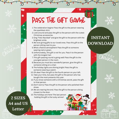 Pass the Gift Game: Christmas Gift Exchange, White Elephant & Yankee Swap! Printable Pass the Gift Game, Fun Xmas Games door MCGamesStore op Etsy Fun Ways To Exchange Christmas Gifts, Christmas Gift Swapping Games, Deck Of Cards Gift Exchange Game, Christmas Gift Card Games Families, Fun Xmas Games, Yankee Swap Games, Pass The Gift Game Christmas, Pass The Gift Game, Gift Games