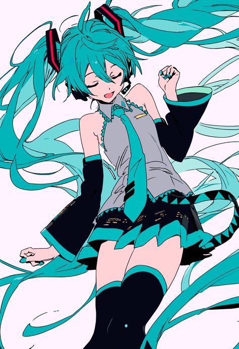 MIKU Miku Hatsune Chibi, Miku Hatsune Vocaloid, 캐릭터 드로잉, 영감을 주는 캐릭터, Anime Poses Reference, Anime Poses, الرسومات اللطيفة, Art Reference Photos, Pretty Art