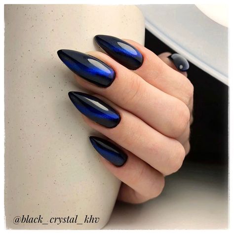 Black And Blue Nails, Nail Art Designs For Beginners, Nail 2023, Easy Nail Art Designs, Witchy Nails, Punk Nails, Goth Nails, Nails Only, Best Nail Art