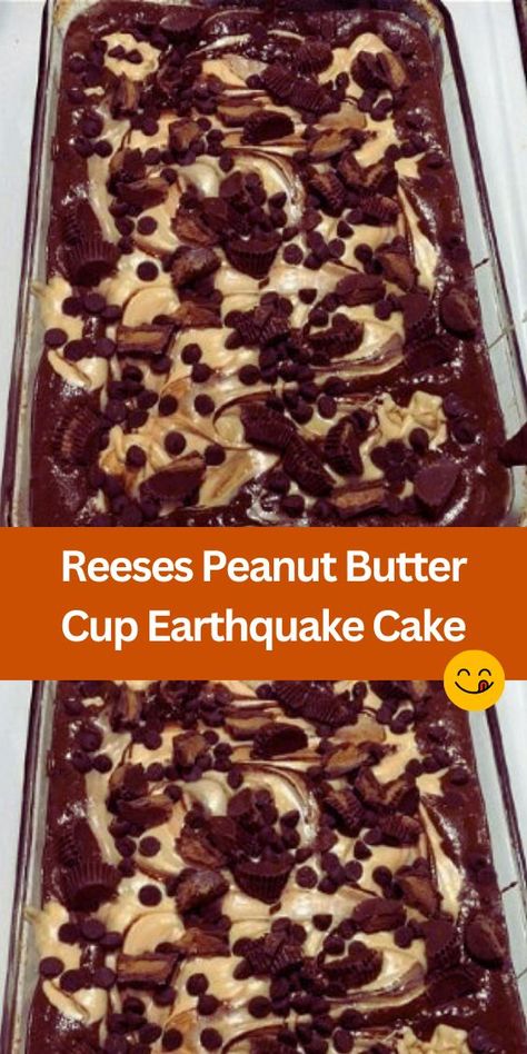 Discover the ultimate dessert sensation with our Reese's Peanut Butter Cup Earthquake Cake recipe! This decadent treat features layers of rich dark chocolate fudge cake, creamy peanut butter filling, and irresistible Reese's peanut butter cups. Perfect for satisfying your sweet tooth, this easy-to-make dessert is sure to impress your friends and family. Dark Chocolate Fudge Cake, Earthquake Cake Recipes, Earthquake Cake, Chicken Cake, Dark Chocolate Fudge, Chocolate Peanut Butter Cups, Peanut Butter Cake, Rich Chocolate Cake, Chocolate Fudge Cake