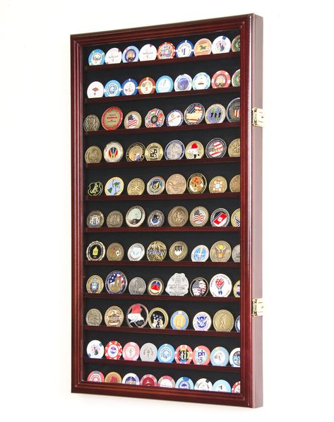 Challenge Coin Display Case, Coin Display Case, Military Coins, Military Challenge Coins, Challenge Coin Display, Hardwood Doors, Coin Display, Brass Hinges, Display Cases